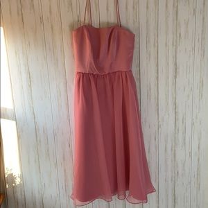 Dessy Raspberry Sherbert Midi Bridesmaid Dress